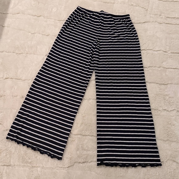 GARAGE Striped Navy and White Wide-Leg Pants - Picture 4 of 6